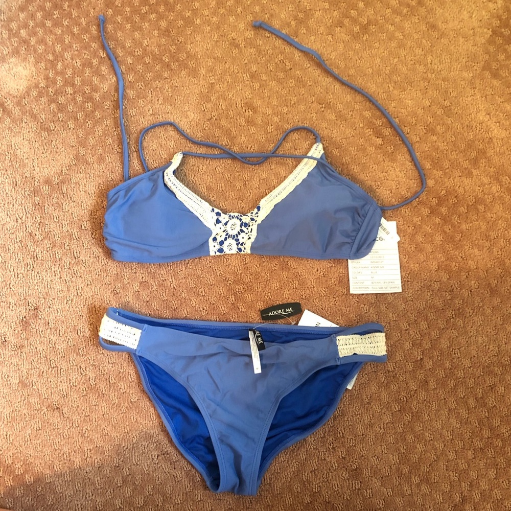 NWT! Adore Me Blue Bikini with Lace Detail